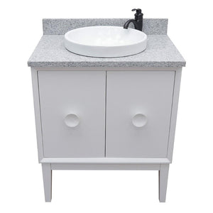 Bellaterra Home Vanity BellaTerra Home 31" Single vanity in White finish with Gray granite top and Round Sink 400400-WH-GYRD
