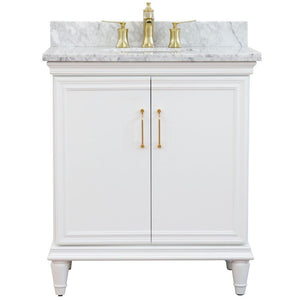 Bellaterra Home Vanity BellaTerra Home 31" Single vanity in White finish with White Carrara and oval sink 400800-31-WH-WMO