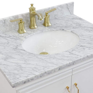 Bellaterra Home Vanity BellaTerra Home 31" Single vanity in White finish with White Carrara and oval sink 400800-31-WH-WMO