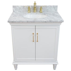 Bellaterra Home Vanity BellaTerra Home 31" Single vanity in White finish with White Carrara and oval sink 400800-31-WH-WMO