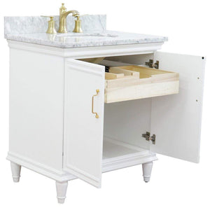 Bellaterra Home Vanity BellaTerra Home 31" Single vanity in White finish with White Carrara and oval sink 400800-31-WH-WMO