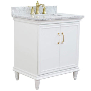 Bellaterra Home Vanity BellaTerra Home 31" Single vanity in White finish with White Carrara and oval sink 400800-31-WH-WMO