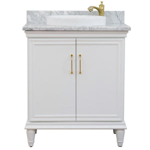 Bellaterra Home Vanity BellaTerra Home 31" Single vanity in White finish with White Carrara and round sink 400800-31-WH-WMRD