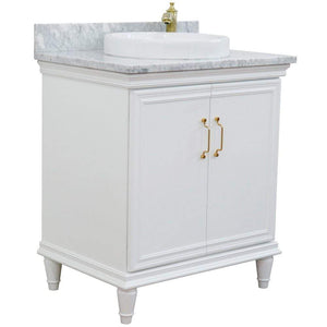 Bellaterra Home Vanity BellaTerra Home 31" Single vanity in White finish with White Carrara and round sink 400800-31-WH-WMRD