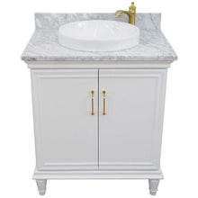 Load image into Gallery viewer, Bellaterra Home Vanity BellaTerra Home 31&quot; Single vanity in White finish with White Carrara and round sink 400800-31-WH-WMRD