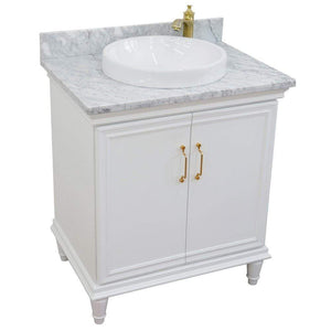 Bellaterra Home Vanity BellaTerra Home 31" Single vanity in White finish with White Carrara and round sink 400800-31-WH-WMRD