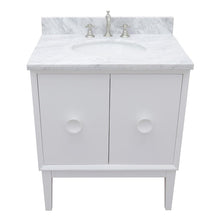 Load image into Gallery viewer, Bellaterra Home Vanity BellaTerra Home 31&quot; Single vanity in White finish with White Carrara top and Oval Sink 400400-WH-WMO