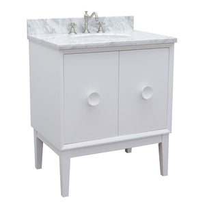 Bellaterra Home Vanity BellaTerra Home 31" Single vanity in White finish with White Carrara top and Oval Sink 400400-WH-WMO