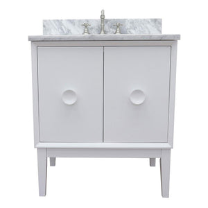 Bellaterra Home Vanity BellaTerra Home 31" Single vanity in White finish with White Carrara top and Oval Sink 400400-WH-WMO