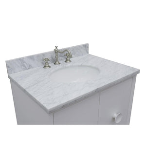 Bellaterra Home Vanity BellaTerra Home 31" Single vanity in White finish with White Carrara top and Oval Sink 400400-WH-WMO