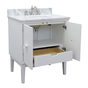 Bellaterra Home Vanity BellaTerra Home 31" Single vanity in White finish with White Carrara top and Oval Sink 400400-WH-WMO