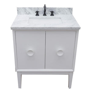 Bellaterra Home Vanity BellaTerra Home 31" Single vanity in White finish with White Carrara top and Rectangle Sink 400400-WH-WMR