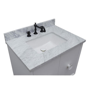 Bellaterra Home Vanity BellaTerra Home 31" Single vanity in White finish with White Carrara top and Rectangle Sink 400400-WH-WMR
