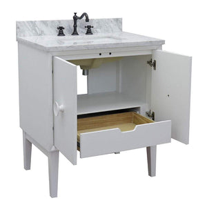 Bellaterra Home Vanity BellaTerra Home 31" Single vanity in White finish with White Carrara top and Rectangle Sink 400400-WH-WMR