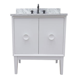 Bellaterra Home Vanity BellaTerra Home 31" Single vanity in White finish with White Carrara top and Rectangle Sink 400400-WH-WMR