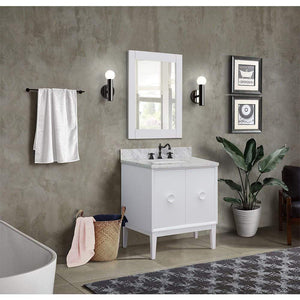 Bellaterra Home Vanity BellaTerra Home 31" Single vanity in White finish with White Carrara top and Rectangle Sink 400400-WH-WMR
