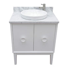 Load image into Gallery viewer, Bellaterra Home Vanity BellaTerra Home 31&quot; Single vanity in White finish with White Carrara top and Round Sink 400400-WH-WMRD