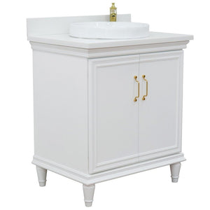 Bellaterra Home Vanity BellaTerra Home 31" Single vanity in White finish with White quartz and round sink 400800-31-WH-WERD