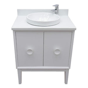Bellaterra Home Vanity BellaTerra Home 31" Single vanity in White finish with White Quartz top and Round Sink 400400-WH-WERD