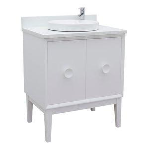 Bellaterra Home Vanity BellaTerra Home 31" Single vanity in White finish with White Quartz top and Round Sink 400400-WH-WERD