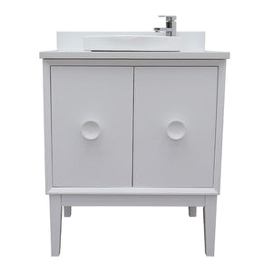 Bellaterra Home Vanity BellaTerra Home 31" Single vanity in White finish with White Quartz top and Round Sink 400400-WH-WERD