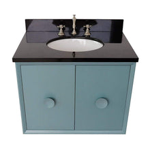 Load image into Gallery viewer, Bellaterra Home Vanity BellaTerra Home 31&quot; Single wall mount vanity in Aqua Blue finish with Black Galaxy top and Oval Sink 400400-CAB-AB-BGO