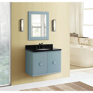 Bellaterra Home Vanity BellaTerra Home 31" Single wall mount vanity in Aqua Blue finish with Black Galaxy top and Oval Sink 400400-CAB-AB-BGO