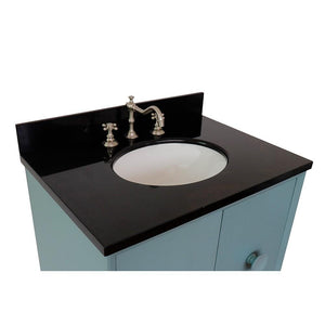 Bellaterra Home Vanity BellaTerra Home 31" Single wall mount vanity in Aqua Blue finish with Black Galaxy top and Oval Sink 400400-CAB-AB-BGO