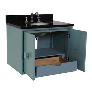 Bellaterra Home Vanity BellaTerra Home 31" Single wall mount vanity in Aqua Blue finish with Black Galaxy top and Oval Sink 400400-CAB-AB-BGO
