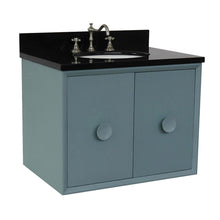 Load image into Gallery viewer, Bellaterra Home Vanity BellaTerra Home 31&quot; Single wall mount vanity in Aqua Blue finish with Black Galaxy top and Oval Sink 400400-CAB-AB-BGO