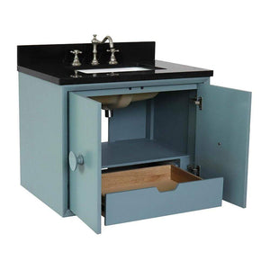 Bellaterra Home Vanity BellaTerra Home 31" Single wall mount vanity in Aqua Blue finish with Black Galaxy top and Rectangle Sink 400400-CAB-AB-BGR