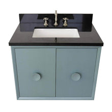 Load image into Gallery viewer, Bellaterra Home Vanity BellaTerra Home 31&quot; Single wall mount vanity in Aqua Blue finish with Black Galaxy top and Rectangle Sink 400400-CAB-AB-BGR