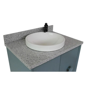 Bellaterra Home Vanity BellaTerra Home 31" Single wall mount vanity in Aqua Blue finish with Gray granite top and Round Sink 400400-CAB-AB-GYRD