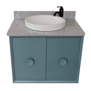 Bellaterra Home Vanity BellaTerra Home 31" Single wall mount vanity in Aqua Blue finish with Gray granite top and Round Sink 400400-CAB-AB-GYRD