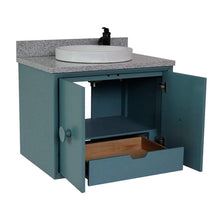 Load image into Gallery viewer, Bellaterra Home Vanity BellaTerra Home 31&quot; Single wall mount vanity in Aqua Blue finish with Gray granite top and Round Sink 400400-CAB-AB-GYRD