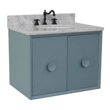 Load image into Gallery viewer, Bellaterra Home Vanity BellaTerra Home 31&quot; Single wall mount vanity in Aqua Blue finish with White Carrara top and Oval Sink 400400-CAB-AB-WMO