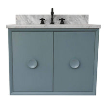 Load image into Gallery viewer, Bellaterra Home Vanity BellaTerra Home 31&quot; Single wall mount vanity in Aqua Blue finish with White Carrara top and Oval Sink 400400-CAB-AB-WMO