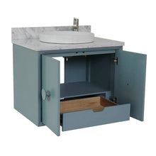 Load image into Gallery viewer, Bellaterra Home Vanity BellaTerra Home 31&quot; Single wall mount vanity in Aqua Blue finish with White Carrara top and Round Sink 400400-CAB-AB-WMRD