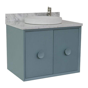 Bellaterra Home Vanity BellaTerra Home 31" Single wall mount vanity in Aqua Blue finish with White Carrara top and Round Sink 400400-CAB-AB-WMRD