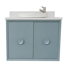 Load image into Gallery viewer, Bellaterra Home Vanity BellaTerra Home 31&quot; Single wall mount vanity in Aqua Blue finish with White Quartz top and Round Sink 400400-CAB-AB-WERD