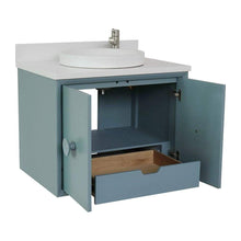 Load image into Gallery viewer, Bellaterra Home Vanity BellaTerra Home 31&quot; Single wall mount vanity in Aqua Blue finish with White Quartz top and Round Sink 400400-CAB-AB-WERD