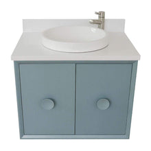 Load image into Gallery viewer, Bellaterra Home Vanity BellaTerra Home 31&quot; Single wall mount vanity in Aqua Blue finish with White Quartz top and Round Sink 400400-CAB-AB-WERD
