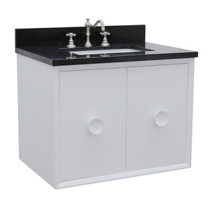 Bellaterra Home Vanity BellaTerra Home 31" Single wall mount vanity in White finish with Black Galaxy top and Rectangle Sink 400400-CAB-WH-BGR