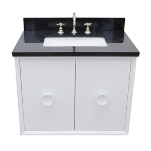 Bellaterra Home Vanity BellaTerra Home 31" Single wall mount vanity in White finish with Black Galaxy top and Rectangle Sink 400400-CAB-WH-BGR