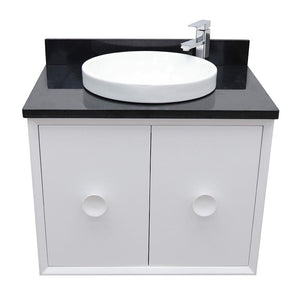 Bellaterra Home Vanity BellaTerra Home 31" Single wall mount vanity in White finish with Black Galaxy top and Round Sink 400400-CAB-WH-BGRD