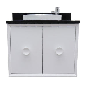 Bellaterra Home Vanity BellaTerra Home 31" Single wall mount vanity in White finish with Black Galaxy top and Round Sink 400400-CAB-WH-BGRD