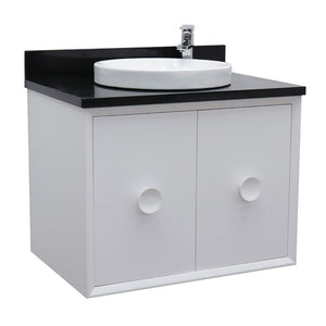Bellaterra Home Vanity BellaTerra Home 31" Single wall mount vanity in White finish with Black Galaxy top and Round Sink 400400-CAB-WH-BGRD