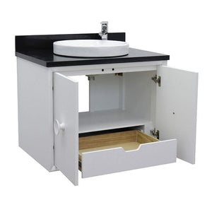 Bellaterra Home Vanity BellaTerra Home 31" Single wall mount vanity in White finish with Black Galaxy top and Round Sink 400400-CAB-WH-BGRD