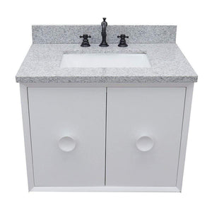 Bellaterra Home Vanity BellaTerra Home 31" Single wall mount vanity in White finish with Gray granite top and Rectangle Sink 400400-CAB-WH-GYR