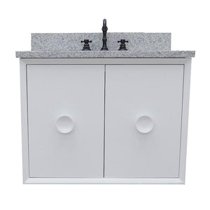 Bellaterra Home Vanity BellaTerra Home 31" Single wall mount vanity in White finish with Gray granite top and Rectangle Sink 400400-CAB-WH-GYR